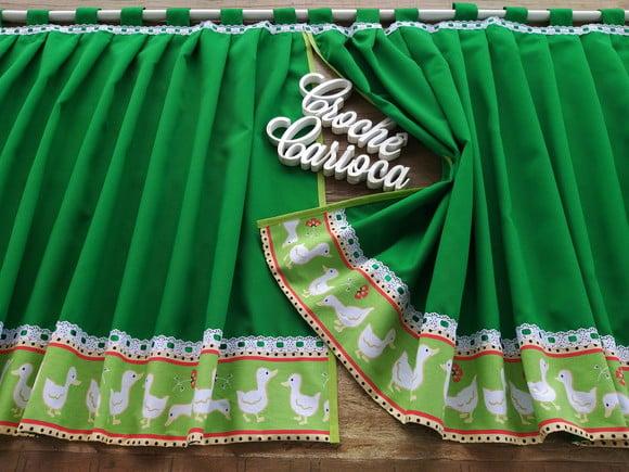 Cortina para Cozinha Área Gourmet Verde Patinhos Sob Medida