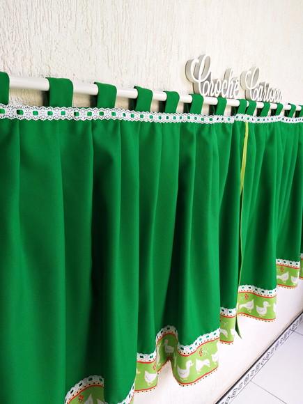 Cortina para Cozinha Área Gourmet Verde Patinhos Sob Medida