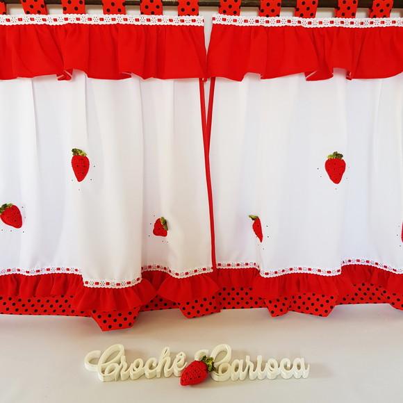 Cortina para Cozinha Moranguinhos Janela Sob Medida