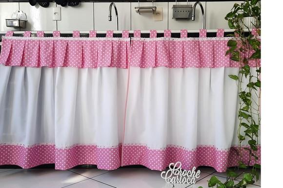 Cortina Pia Cozinha Rosa Claro ou Escolha Cor e Sob Medida