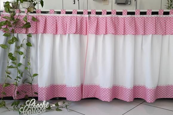 Cortina Pia Cozinha Rosa Claro ou Escolha Cor e Sob Medida
