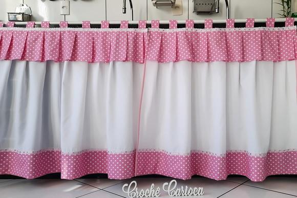 Cortina Pia Cozinha Rosa Claro ou Escolha Cor e Sob Medida