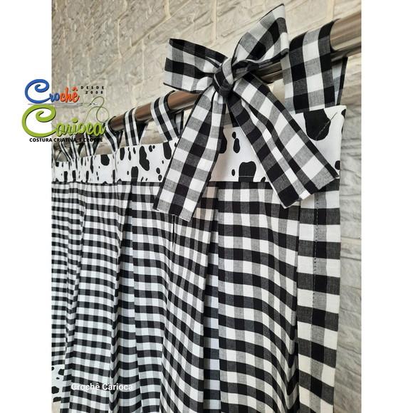 Cortina Pia Farmhouse 100% Alg. Sob Medida e Escolha Cor