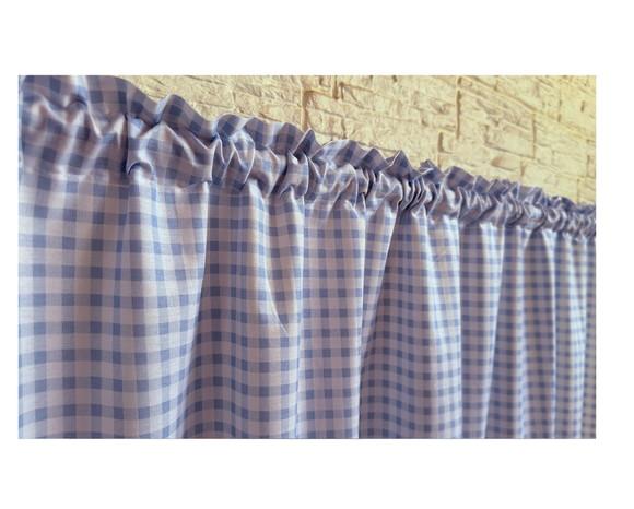 Cortina Xadrez Azul Algodão Farmhouse ou Rustica Sob Medida