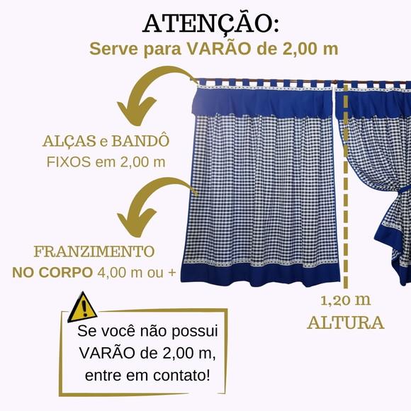 Cortina Xadrez de Cozinha Alças Sob Medida e Escolha Cor
