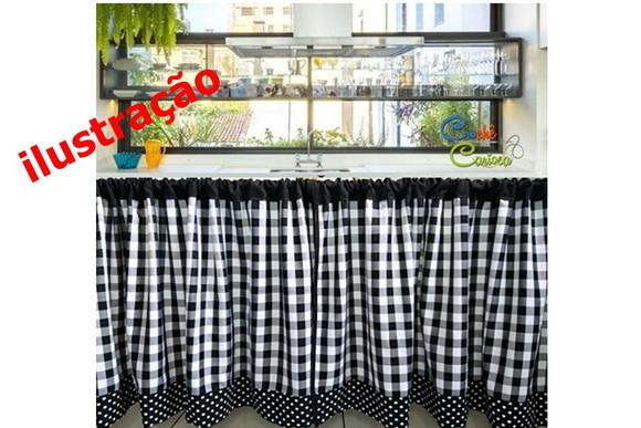 Cortina Xadrez para Cozinha Escolha Cores e Sob Medida