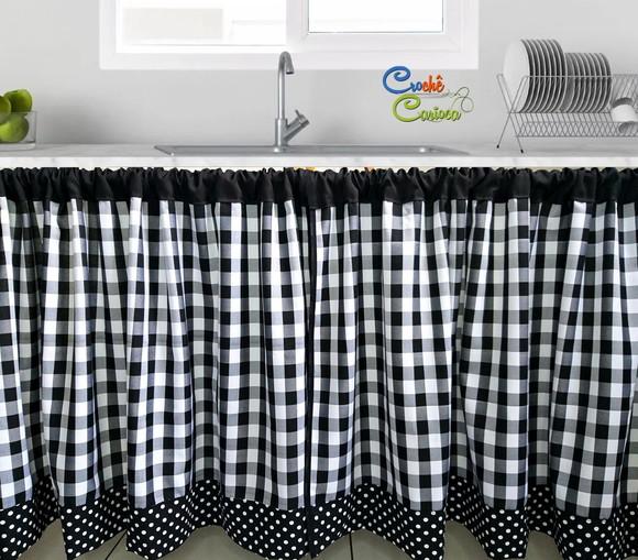 Cortina Xadrez para Cozinha Farm 200x70 ou Sob Medida