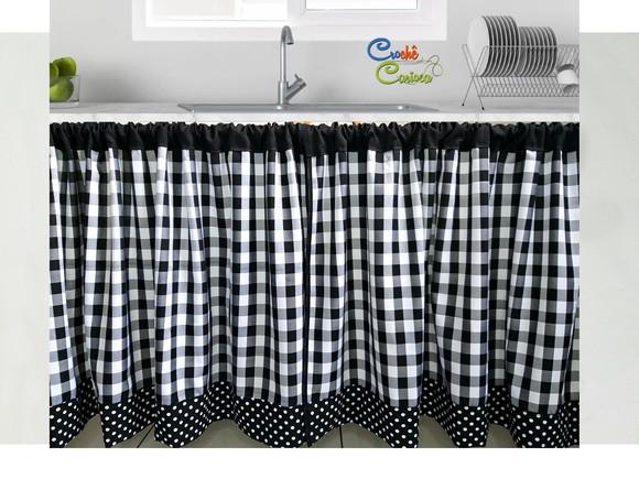 Cortina Xadrez para Cozinha Farm 200x70 ou Sob Medida