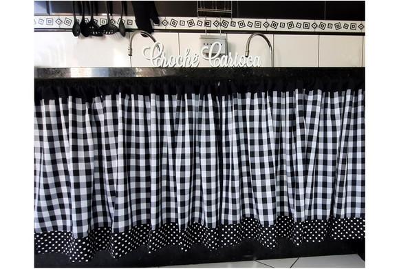 Cortina Xadrez para Cozinha Farm 200x70 ou Sob Medida