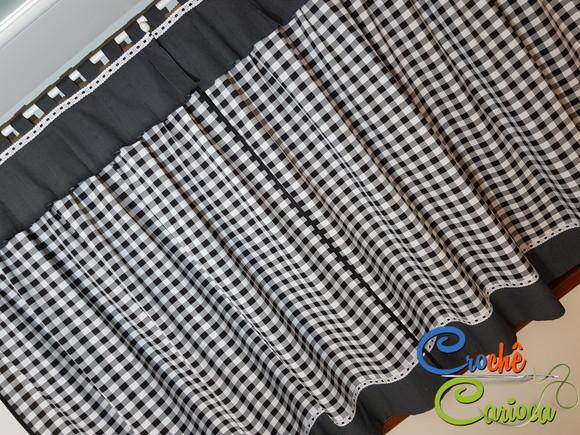 Cortina Xadrez Poás Farm Escolha Cores e Sob Medida 160x90