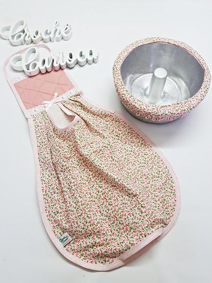 Jogo Cozinha Tecido Rose Delicado 3 Peças e Escolha Cores