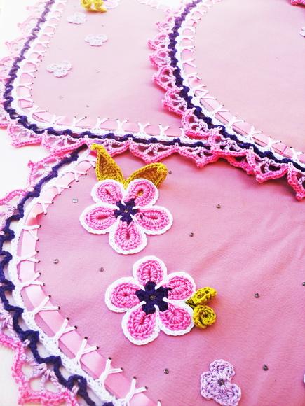 Jogo de Banheiro - Rosa Floral - 4 Peças