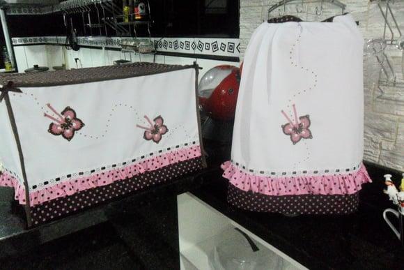 Jogo de Cozinha Borboletas Rosa e Marrom 3 Peças