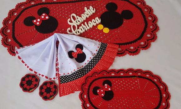 Jogo de Cozinha Crochê 5 Peças Minnie Escolha Cores