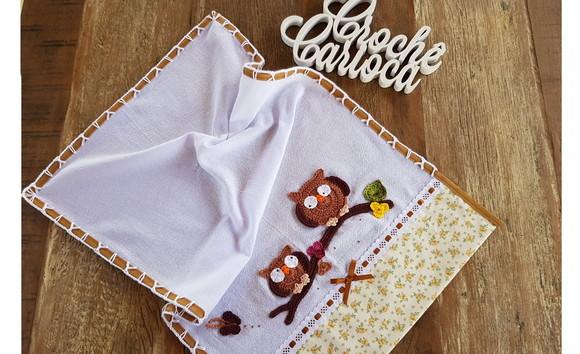 Jogo de Cozinha em Algodão Cru e Floral 3 Peças