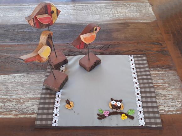 Jogo de Cozinha Marrom Corujinhas: 4 peças