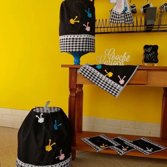 Jogo de cozinha preto e branco: 6 peças!