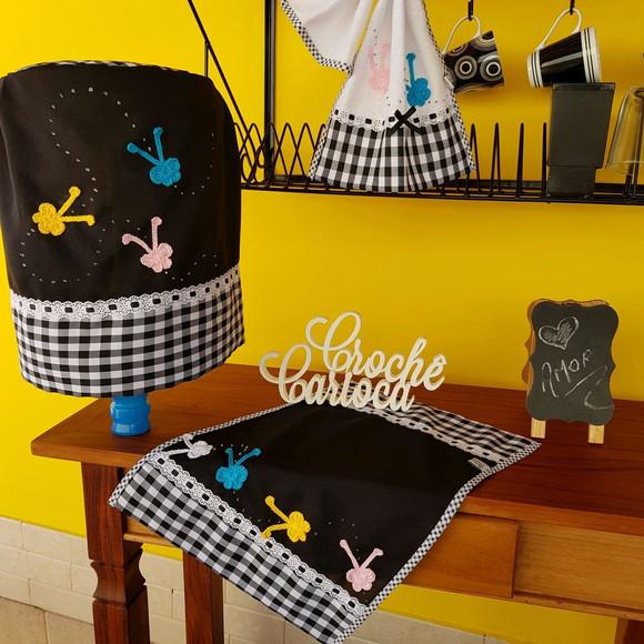 Jogo de cozinha preto e branco: 6 peças!