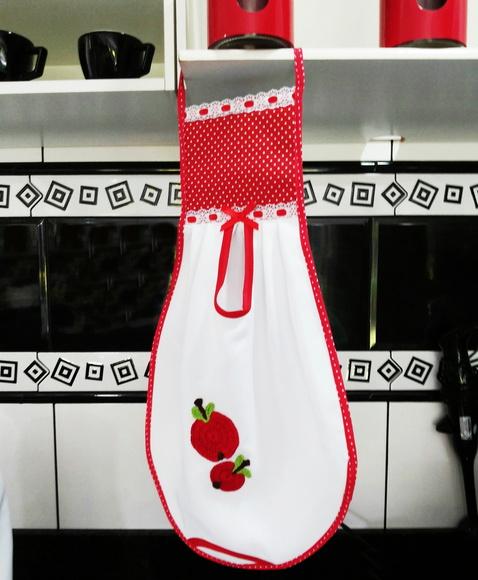 Jogo de Cozinha Tecido Maças Vermelho 6 Peças Escolha Cor