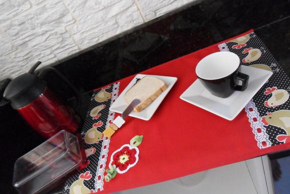 Jogo De Cozinha Vermelho com galinhas