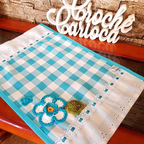 Joguinho de Cozinha Azul Xadrez 3 Peças