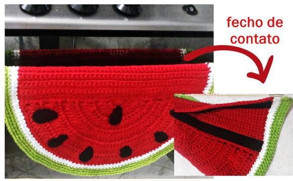 Joguinho de Cozinha Crochê Melancias 4 Peças