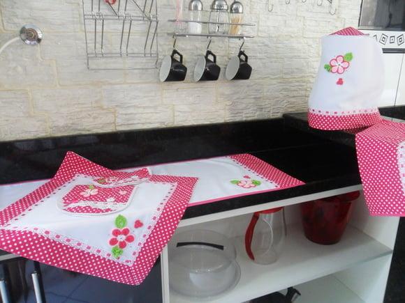 Joguinho para cozinha Rosa Floral: 5 peças