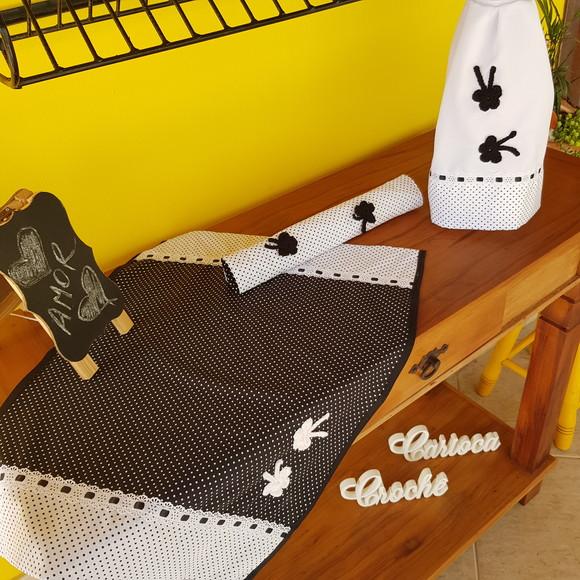 Joguinho preto e branco poás para cozinha: 4 peças