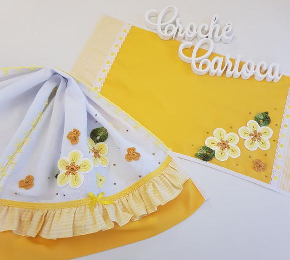 Kit Cozinha Delicado Amarelo Floral 2 Peças Escolha Cores