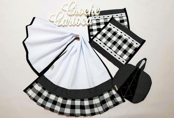 Kit de Cozinha Paninhos e Pano de Copa Preto e Branco
