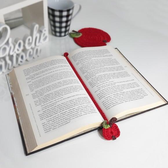 Kit Leitura Porta-copo e Marca Página Tema Maças 2 Peças