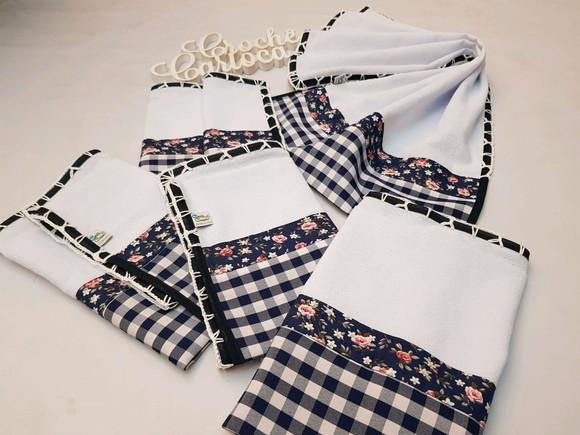 Kit Panos de Prato 5 Peças Grande 80x50 Bico de Crochê