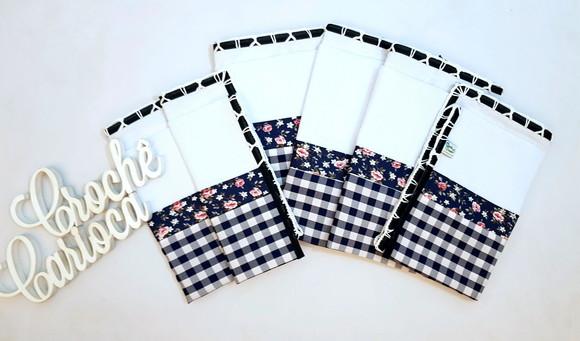 Kit Panos de Prato 5 Peças Grande 80x50 Bico de Crochê