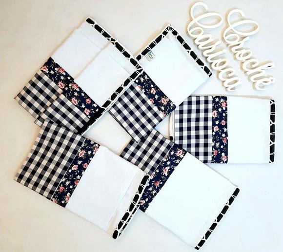 Kit Panos de Prato 5 Peças Grande 80x50 Bico de Crochê