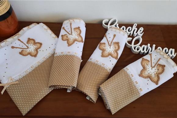 Kit Panos de Pratos Bege Minimalista Jogo 4 Pc 80x50