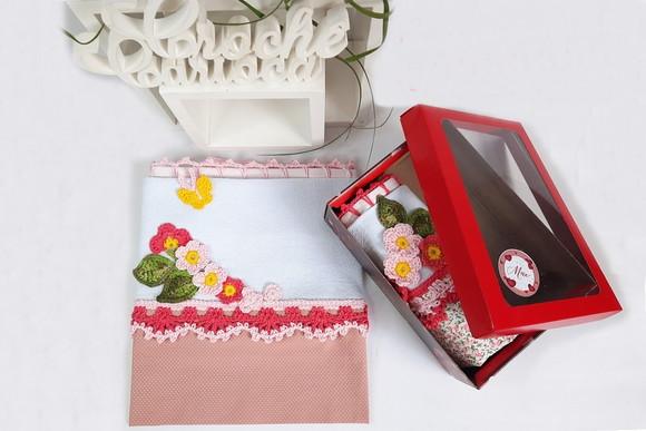 Kit Presente 2 Panos de Prato Lembrancinha Luxo Crochê