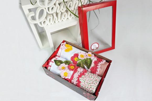 Kit Presente 2 Panos de Prato Lembrancinha Luxo Crochê