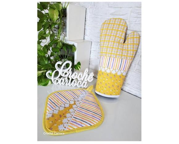 Kit Térmico Cozinha: Luva e Pegador Modelagem Exclusiva