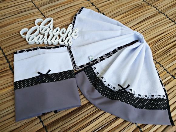Kti Coordenado Panos de Prato Cinza e Preto Grande 80x50