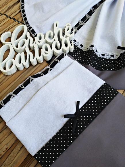 Kti Coordenado Panos de Prato Cinza e Preto Grande 80x50