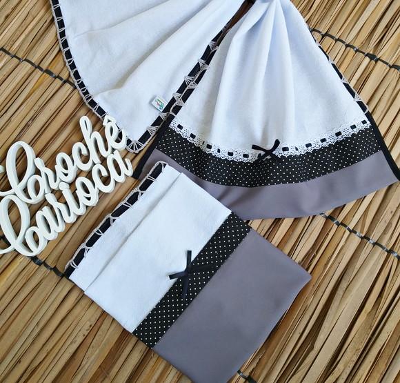 Kti Coordenado Panos de Prato Cinza e Preto Grande 80x50