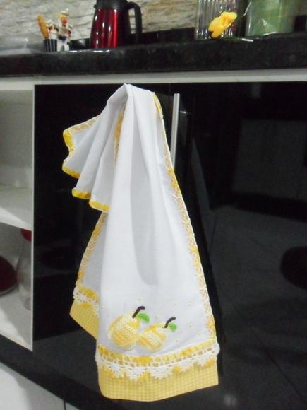 Pano de Prato Amarelo Frutinha Pera Cozinha