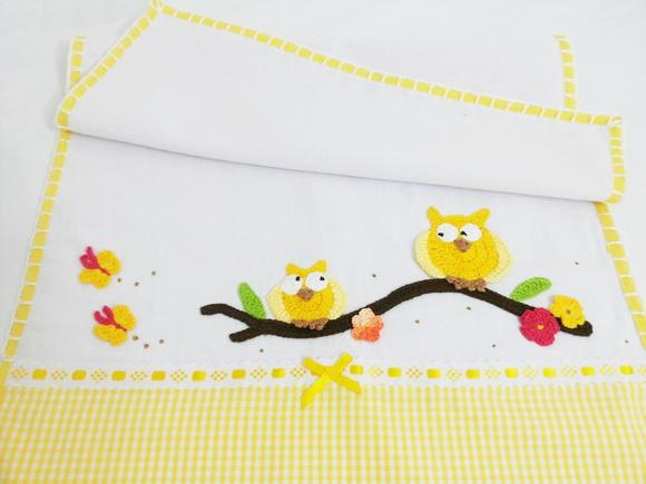 Pano de Prato Amarelo em Corujinhas Amarelo ou Escolha Cor