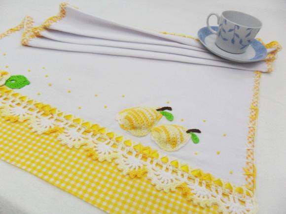 Pano de Prato Amarelo Frutinha Pera Cozinha