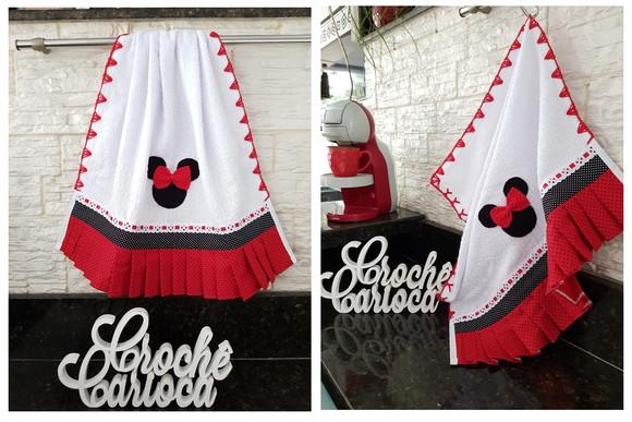 Pano de Prato Atoalhado Minnie Alta Qualidade 80 x 49