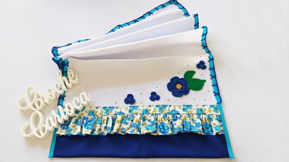Pano de Prato Azul Floral de Sacaria Cozinha Tam Grande