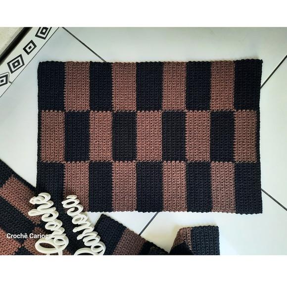 Passadeira Crochê Xadrez 70x40 Escolha Cores