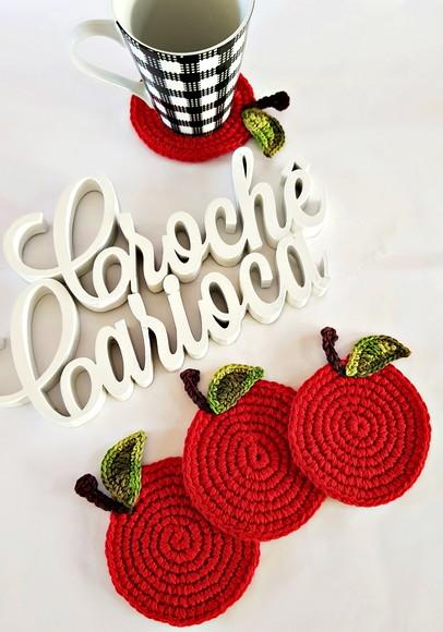 Porta Copos de Crochê Maças Lembrancinha