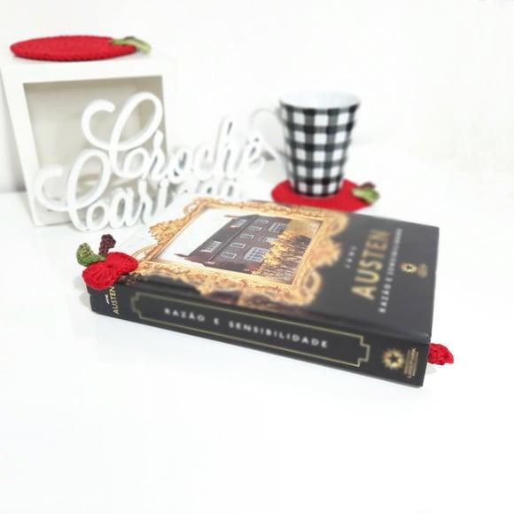 Porta-copo e Marcador de Livro Maça - Kit com 2 Peças