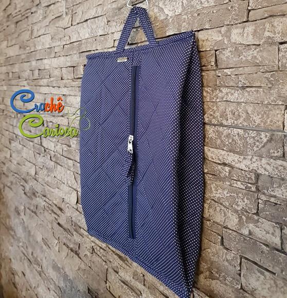 Puxa-sacos Zíper Matelado Estruturado Grande Azul Marinho